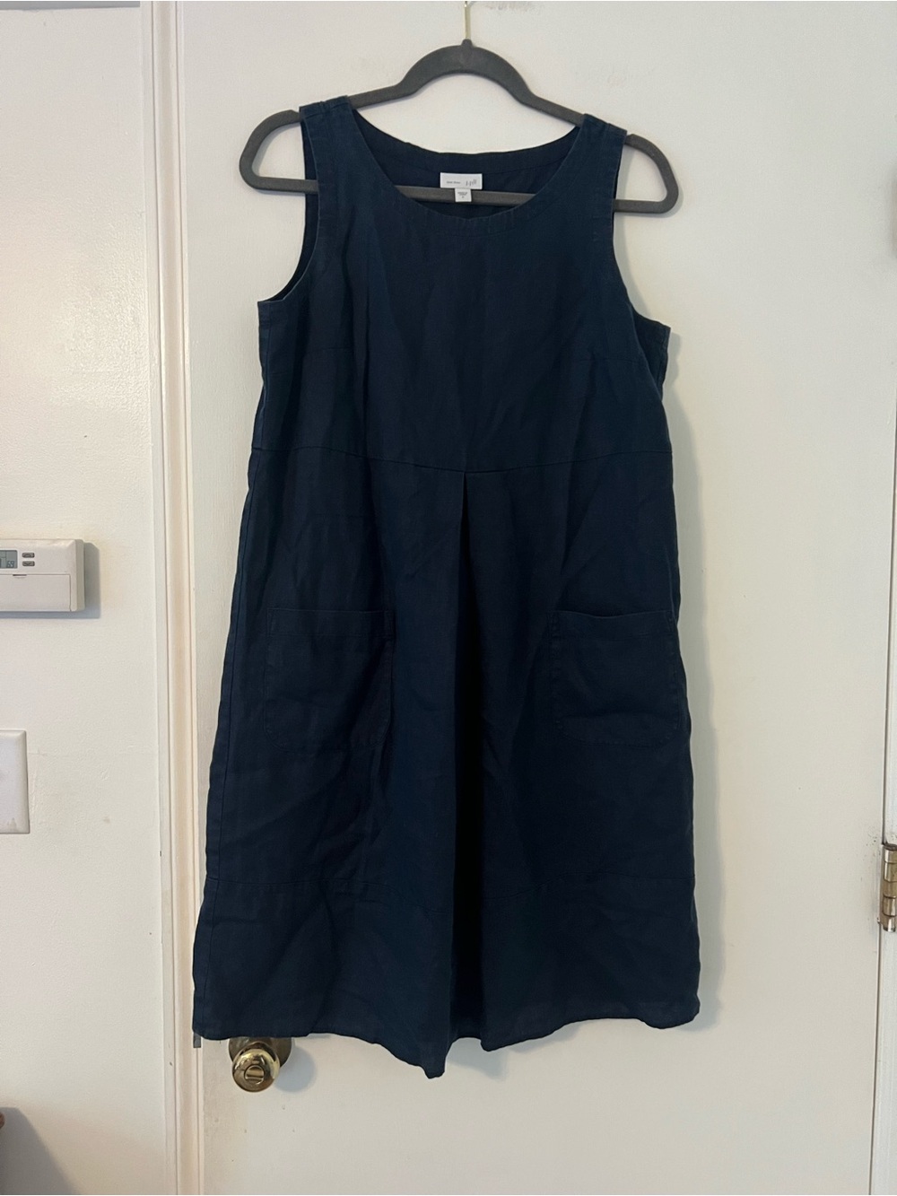 J. Jill 100% Linen Sleeveless Navy Shift Dress with Pockets size S (L103)